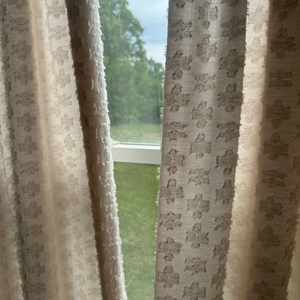 Threshold 50” x 96” Light Filtering Clipped Textured Curtain Panel - Natural - Picture 4 of 4